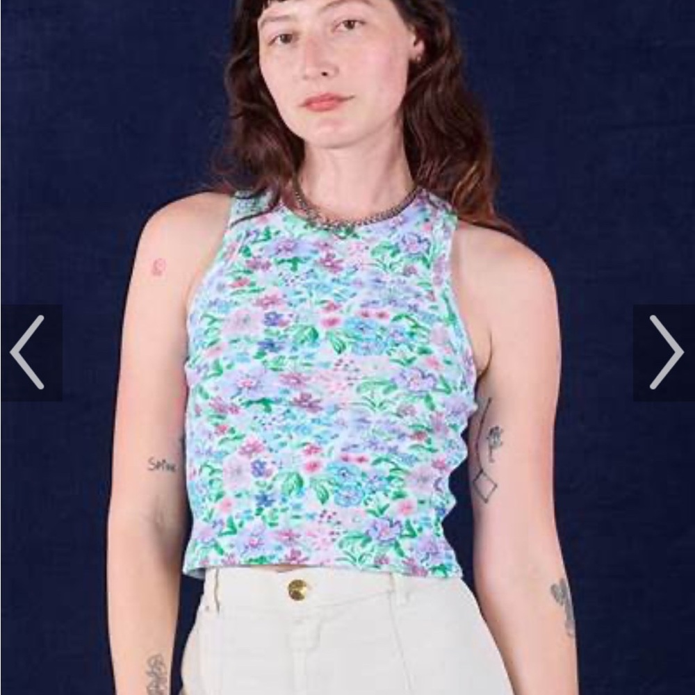 NWOT Big Bud Press Racerback Tank in Vintage Wallpaper Size Medium
